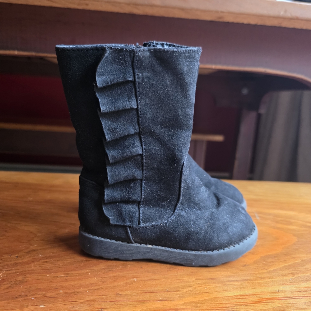 Cat & Jack Black Kids Boots with Ruffle Accent